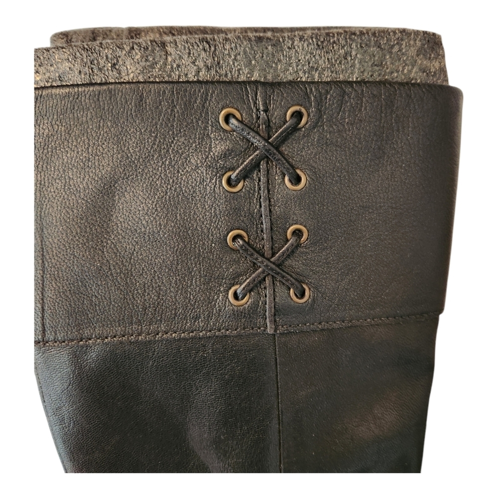 Black Knee-High Leather Boots Size 9 - Picture 4 of 7